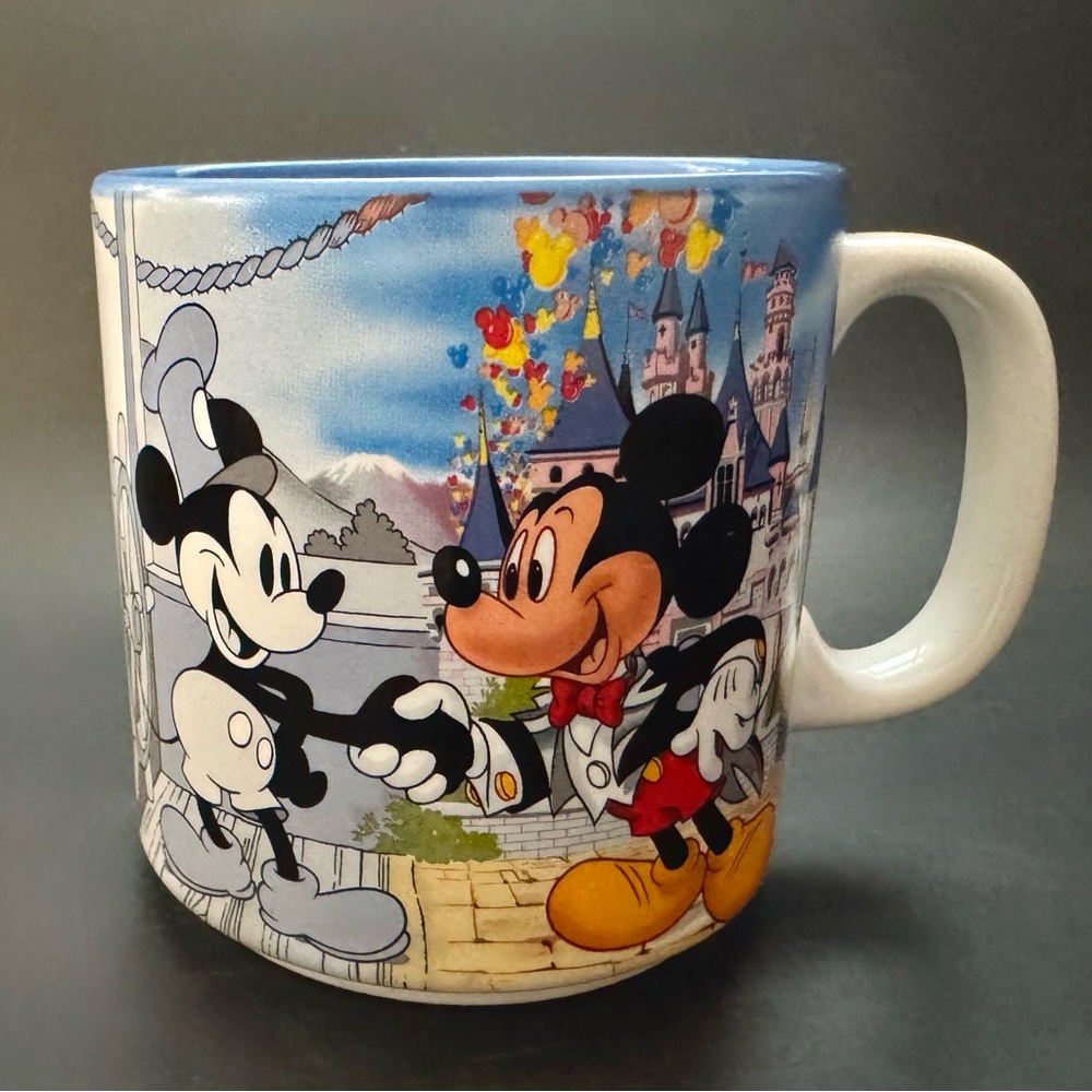 1988 Disneyland Mickey Mouse 60th Birthday 1928-1988 Japan Coffee Tea Mug Cup